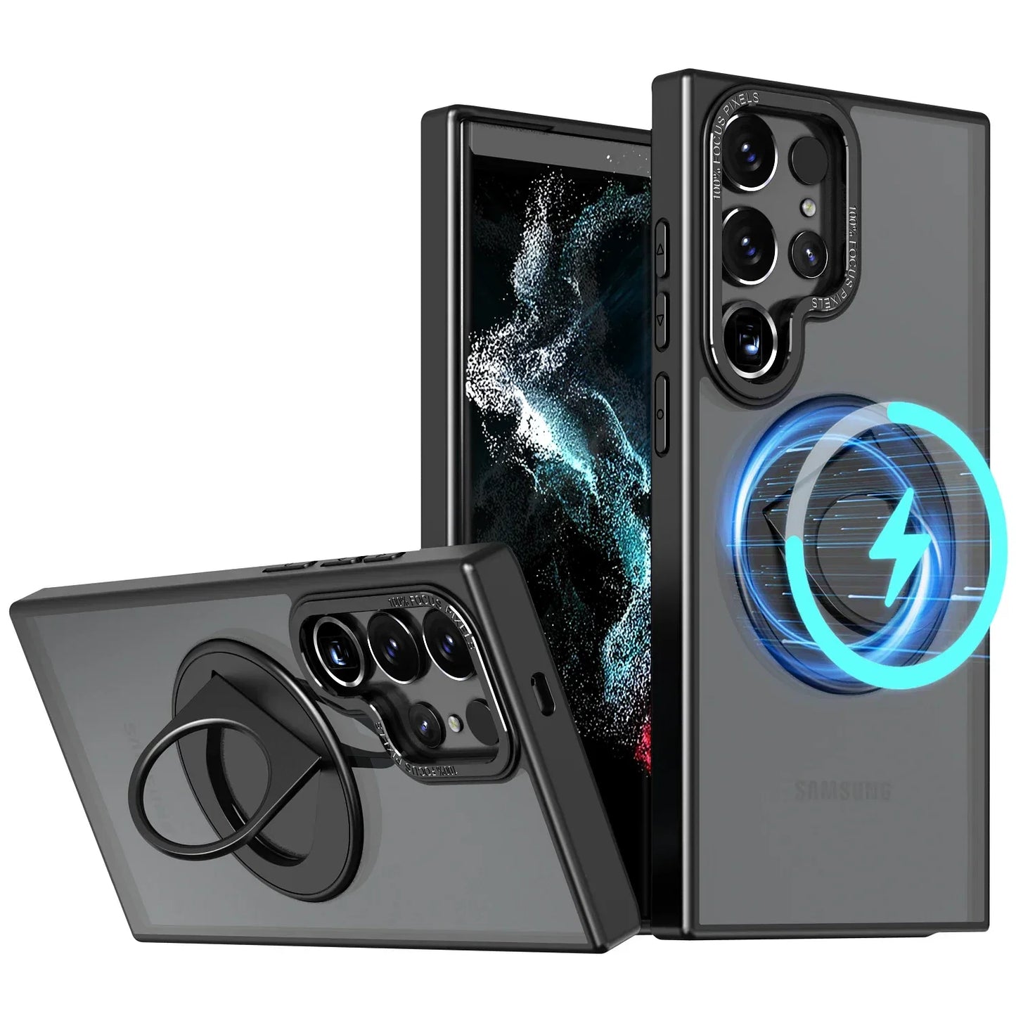 Material: nylon, Color: PURPLE - Luxury Magsafe Wireless Charging Case for Samsung S24 S23 S22 Ultra Plus Case Skin Feel Magnetic Shockproof S23 FE Cover