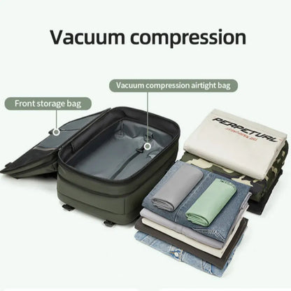 Color: NUDE - Vacpack Vacuum Compression Backpack Airback with Pump Men Waterproof Expandable Carry On Travel Backpack 17 inch Laptop Backpack