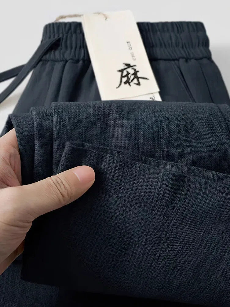 Color: Champagne, Size: S - Straight Casual Cotton Linen Pants Men Wide Leg Lightweight Baggy Cotton Sweatpants Male Walking  Jogger Trousers Work