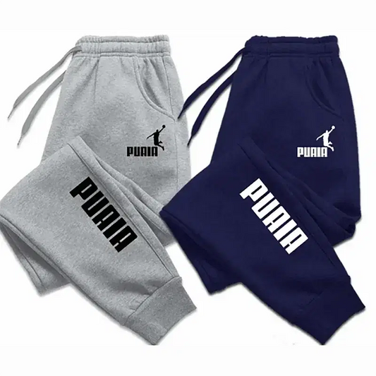 Size: XL, Color: black - PUAIA Print Men's Pants Autumn/Winter New Sport Jogging Trousers Fitness Loose Fit Clothing Solid Color Outfit Streetwear Pants