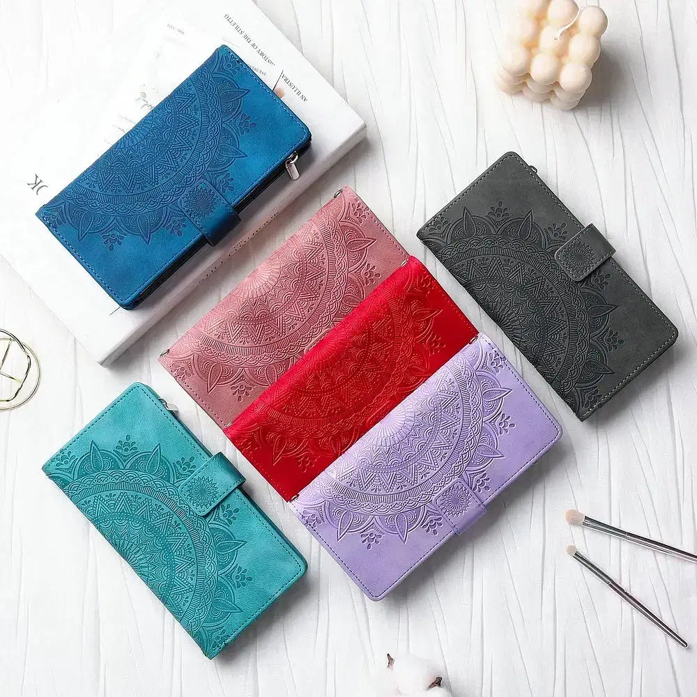 Color: PEACOCK BLUE, Material: PU - S24 Ultra S23 Plus S 22 CrossBody Strap Zipper Wallet Case for Samsung Galaxy S22 S23 FE S21 S20 23 24 Ultra Note 20 Book Cover