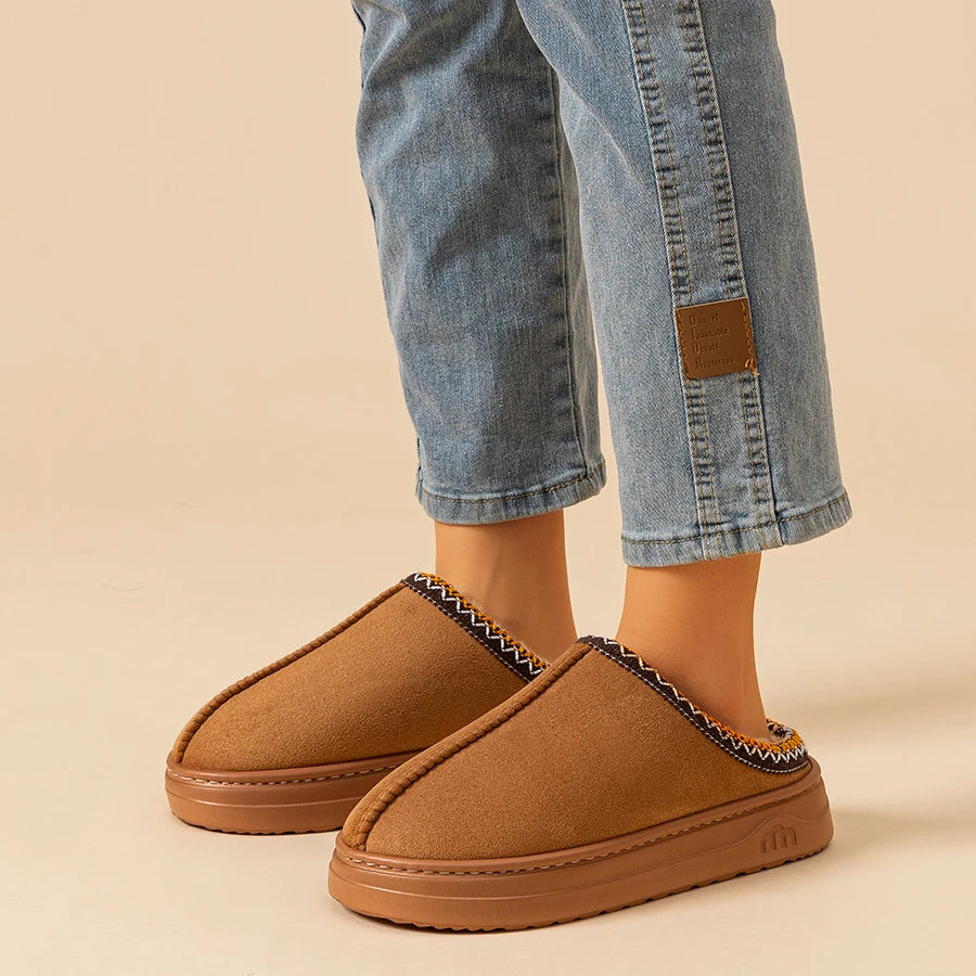 Winter Women's Slipper Fashion Fuzzy Fur Anti-slip Soft Sole Outdoor