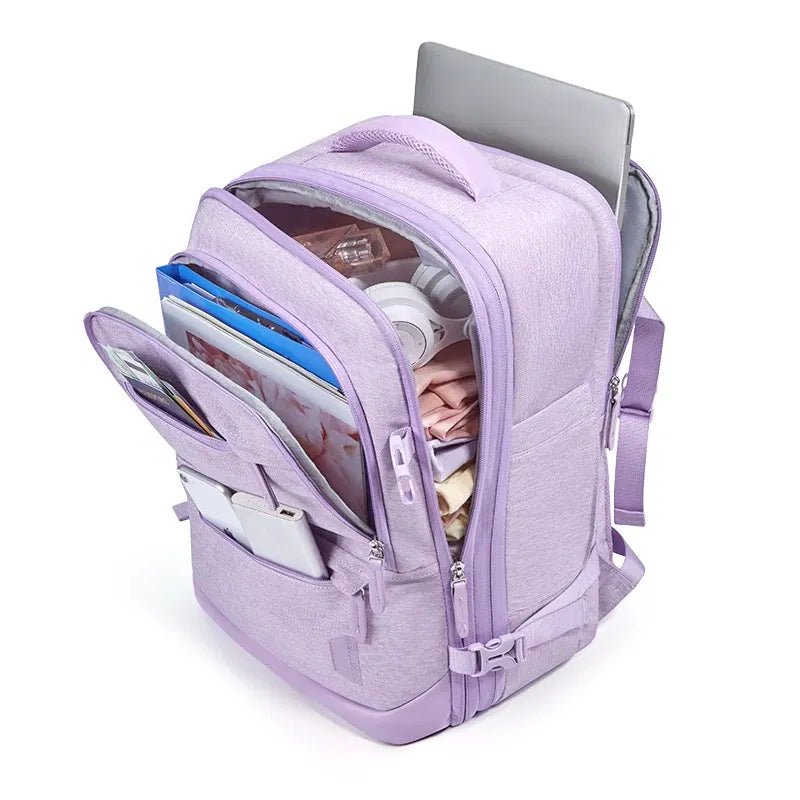 Color: GRAY, Size: 12 inches, Ships From: CHINA - BAGSMART 4PCS Travel Backpack Cabin Carry On Backpack with Packing Cubes 40L Expandable Waterproof Backpacks for Women