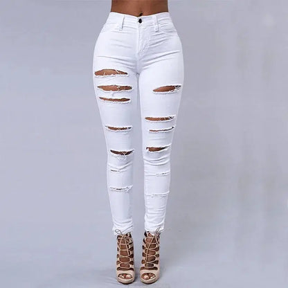 Color: black, Size: M - Women's Ripped Tight Sexy Large Size Skinny Pants Jeans for Women