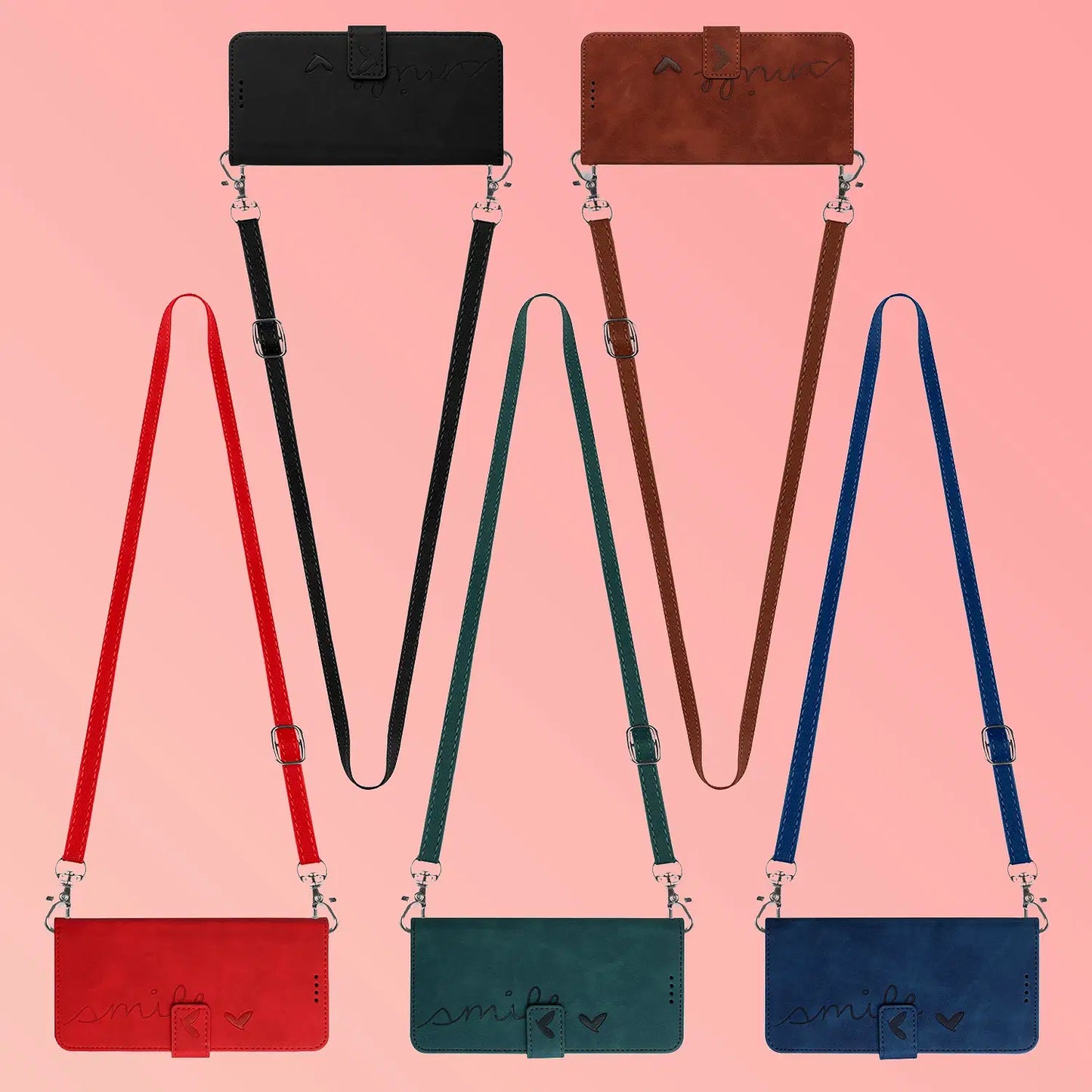 Color: Purple Pink, Ships From: CHINA, Material: ABS - Love Heart Strap Leather Crossbody Phone Wallet Case Book Stand For Google Pixel 8 7 Pro 8A 7A 6A Girls Cute Shoulder Cover