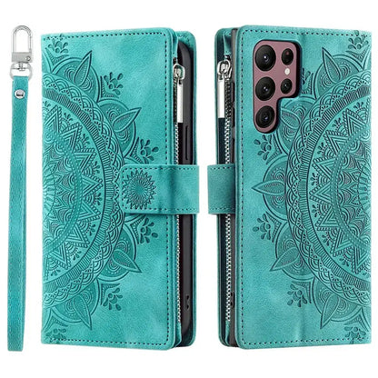 Color: PEACOCK BLUE, Material: PU - S24 Ultra S23 Plus S 22 CrossBody Strap Zipper Wallet Case for Samsung Galaxy S22 S23 FE S21 S20 23 24 Ultra Note 20 Book Cover