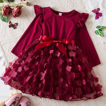 Color: Clear, Size: One Size, Height: 170 - Lilo Stitch Girl Baby Dresses Spring Autumn Child Long Sleeve Sweet Princess Dress Mesh Newborn Casual Dress Birthday Party 2-6Y