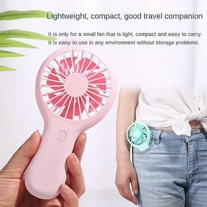 Color: Pink - 800mAh Mini Portable Pocket Handheld Fan USB Charging Rechargeable Cool Air Travel Cooler Cooling Mini Fans