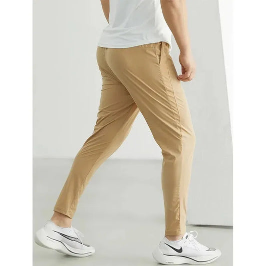 Color: Khaki, Size: XXL - Men's Running Pants Sportswear Jogging Sweatpants Quick Dry Thin Tracksuit Elastic Gym Fitness Trousers Training Sport Pants Men