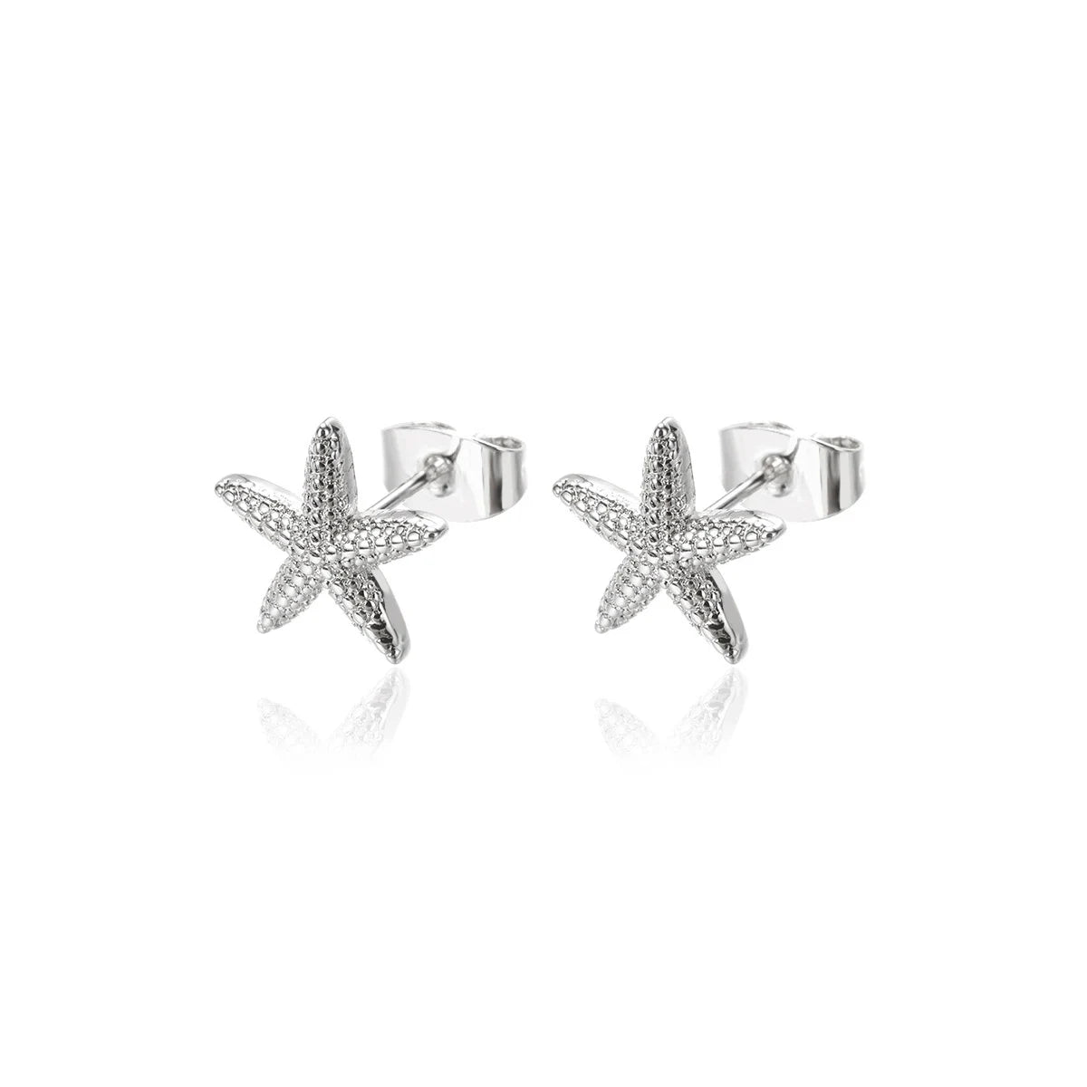 Vintage Summer Starfish Stainless Steel Stud Earrings For Women Simple