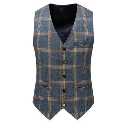 Color: GRAY, Size: M - High-End Three-Piece Men's Wedding Suit with Vest And Trousers Fashion Business Casual Groom's Dress All-In-One