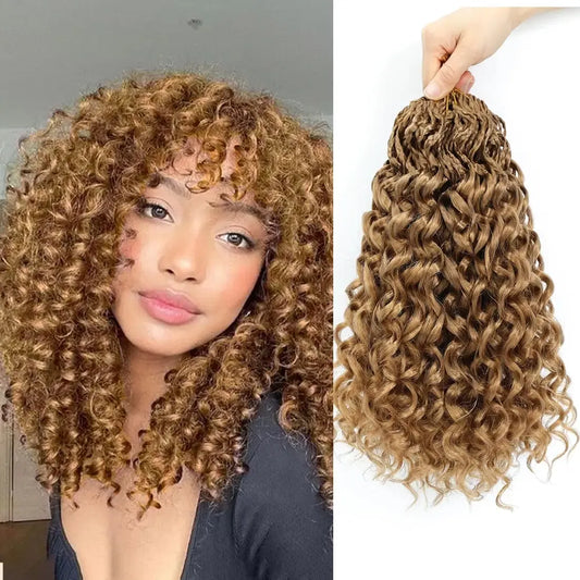 Color: #27, Stretched Length: 18inches, Bulk Buy: 1Pcs/Lot - Box Gogo Curl Crochet Hair for Black Women Pre looped Short Ocean Wave Crochet Hair Water Wave Beach Curl Crochet Braiding Hair