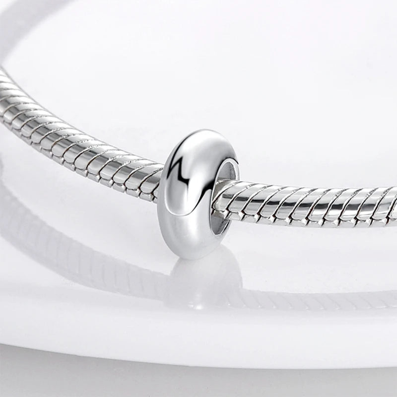 Dijes de cuentas espaciadoras de silicona de plata de ley 925 para joyería 
