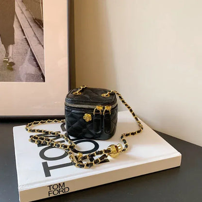 Color: Beige - New Fashion  Children's Bag Girl Baby Lingge Chain Bag Girl Crossbody Bag Handbag Bags For Girls  Free Shipping  Kids Bag