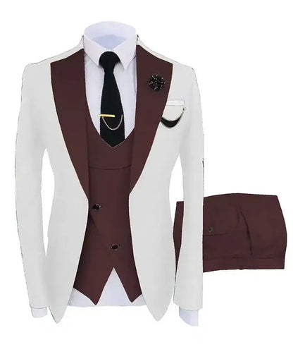 Color: Navy Blue, Size: XL - 3pcs Men Coat Business Formal Slim Fit Suit Costumes Pour Homme Set Party Vest Pants Wedding Blazer Verde Hombre Terno Masculino