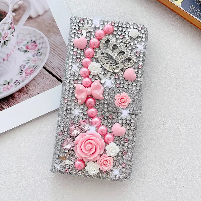 Color: Silver, Material: Microfiber - Wallet Glitter Case For Samsung Galaxy S24 FE S23 Ultra S22 Plus S21 S20 A13 A14 A15 A16 A53 A54 A55 A34 Flip Luxury Leather