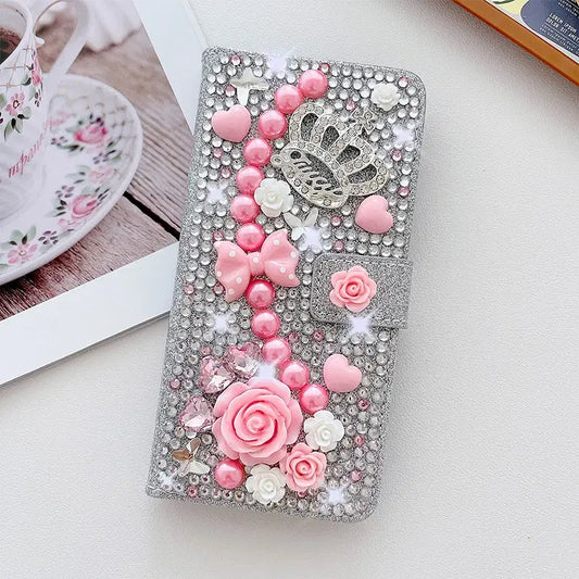 Color: Silver, Material: Microfiber - Wallet Glitter Case For Samsung Galaxy S24 FE S23 Ultra S22 Plus S21 S20 A13 A14 A15 A16 A53 A54 A55 A34 Flip Luxury Leather