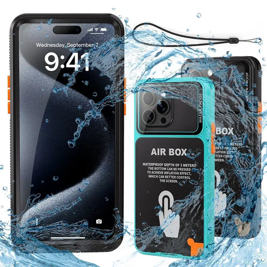 Color: Blue, Material: PU - IP68 Waterproof Phone Case For iPhone 15 14 13 12 Pro Max Plus Underwater Taking Shockproof Dustproof Swimming Diving Cover