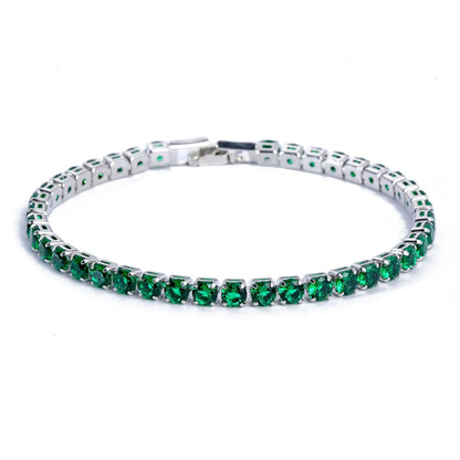 Pulsera de tenis de circonita cúbica de 4 mm con cadena de eslabones para mujer 