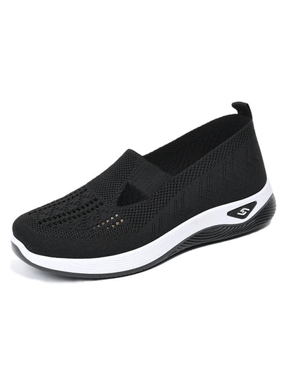 Women's Solid Color Breathable Sneakers, Soft Sole Lightweight Slip On