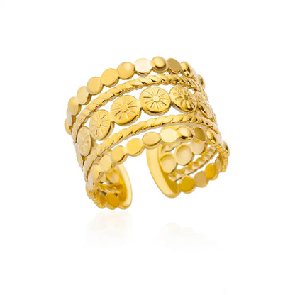 Anillos de acero inoxidable 316L para mujer, color dorado, nunca se decoloran, de lujo. 