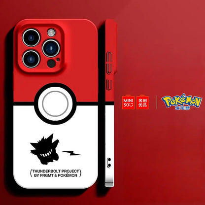 Color: GRAY, Material: Carbon Fiber - Miniso Pokemon Collaboration Pikachu Gengar Phone Case For iPhone 15 14 13 11 12 16 Pro Max Plus X XR Girl Silicone Phone Case