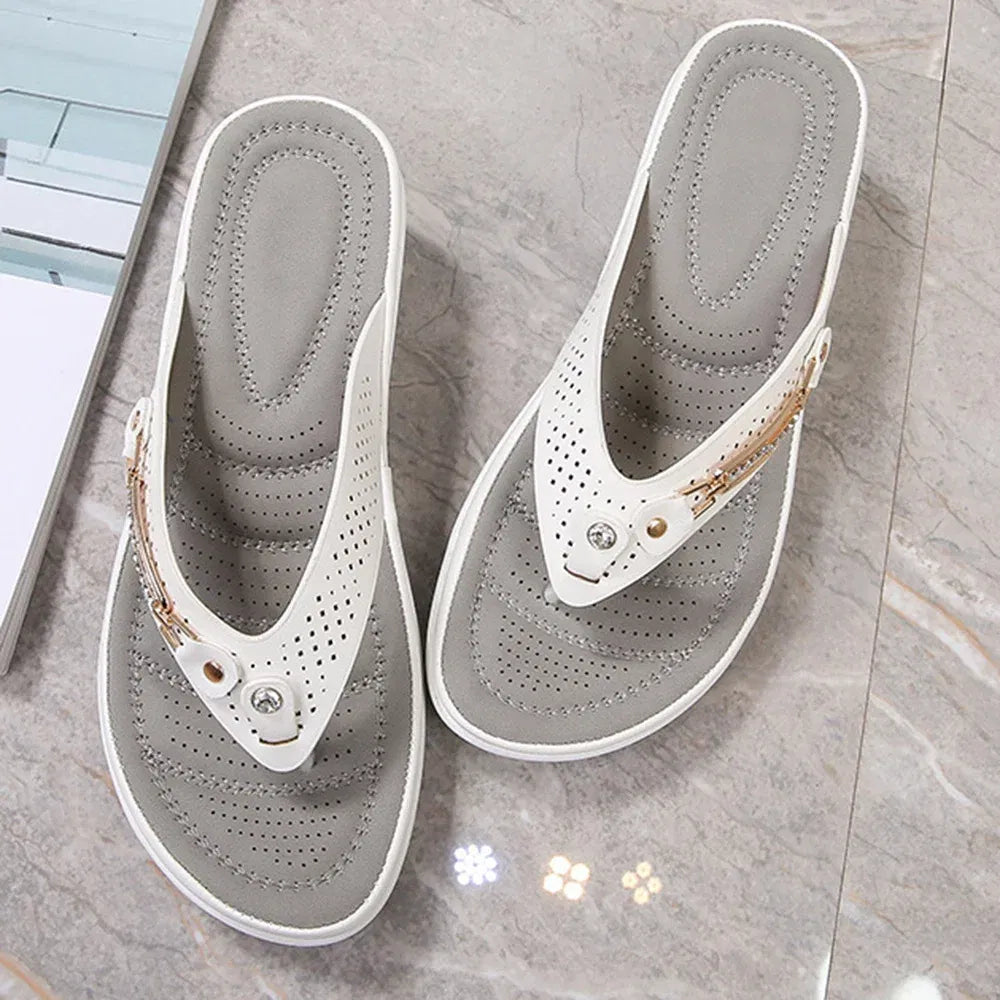 Color: WHITE, Shoe Size: 36, Ships From: CHINA - Women's Soft Cushion Flip Flops Thong Sandals Slippers Casual Orthotics Sandals