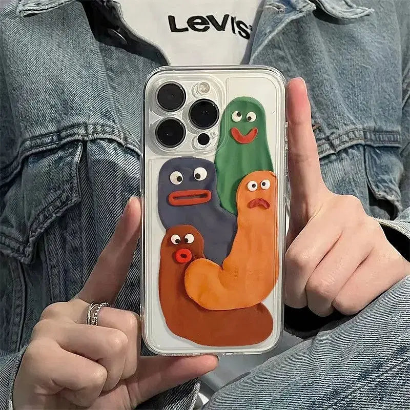 Color: Beige, Material: PP - Funny Silly Putty Phone Case For iPhone 11 12 13 14 15 16 Pro Max XR X XS Mini 8 7 Plus SE 2020 Fashion Clear Case