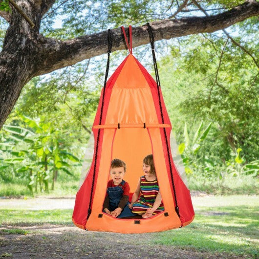 2-in-1 40 Inch Kids Hanging Chair Detachable Swing Tent Set-Orange - Color: Orange
