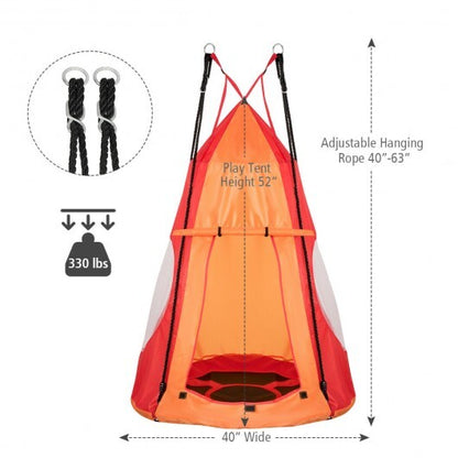 2-in-1 40 Inch Kids Hanging Chair Detachable Swing Tent Set-Orange - Color: Orange