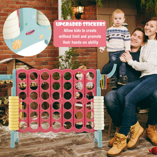 4-in-a-Row Connect Game with Basketball Hoop and Toss Ring-Blue - Color: Blue