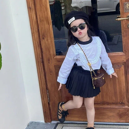 Color: Beige - New Fashion  Children's Bag Girl Baby Lingge Chain Bag Girl Crossbody Bag Handbag Bags For Girls  Free Shipping  Kids Bag