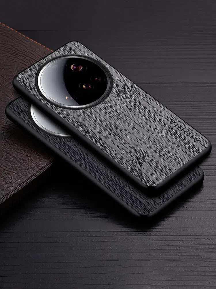 Color: negro, Compatibilidad por modelo: xiaomi 15 ultra - Funda para Xiaomi 15 Ultra Funda de cuero con patrón de madera de bambú Funda de lujo para xiaomi 15 Ultra funda Coque