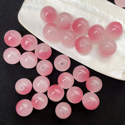8mm/50pcs Sweet Style Dual Color Glass Loose Beads For Handmade DIY