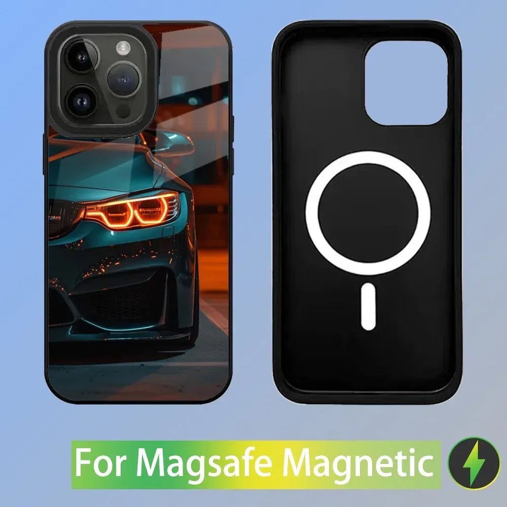 Color: GRAY, Material: Neoprene - Cool Sport Car B-BMW Phone Case For iPhone 16,15,14,13,12,11,Plus,Pro,Max Mini Magsafe Magnetic Wireless Charging