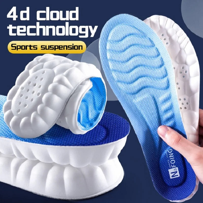Plantillas deportivas para zapatos de mujer y hombre, suela de PU suave, transpirable, amortiguación 4D. 