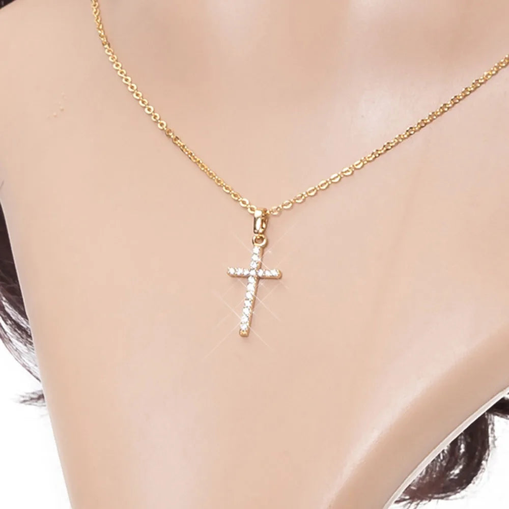 Hot Selling Jewelry Cross Pendant Necklace With Zircon Fashionable And