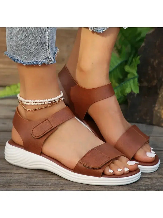 Color: Brown, Shoe Size: 37 - 2024 New Summer Sandals Travel Women Shoes New Sandal Sole Durable Sandal Ladies Outdoor Beach Slippers Platform Sandals