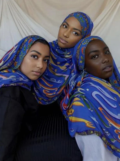 Color: GRAY - 1Pcs Ramadan Hijab Leopard Print Women Bohemian Watercolor Soft Muslim Hijabs Floral Breathable Shawl Wrap Scarf Headscarf Warm