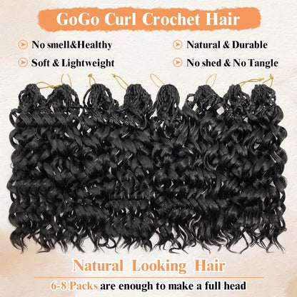 Color: GRIS, Largo estirado: 12 pulgadas, Compra al por mayor: 3 piezas/lote - Caja Gogo Curl Crochet Hair para mujeres negras Pre-bucle Ocean Wave Crochet Hair Water Wave Beach Curl Crochet Braiding Hair