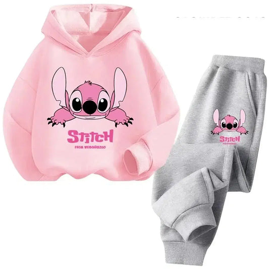 Color: Caqui, Talla infantil: 2T - Sudadera con capucha para niños Stitch Kawaii, sudadera de moda, mono de anime, manga, dibujos animados, ropa informal de otoño para niñas y niños.