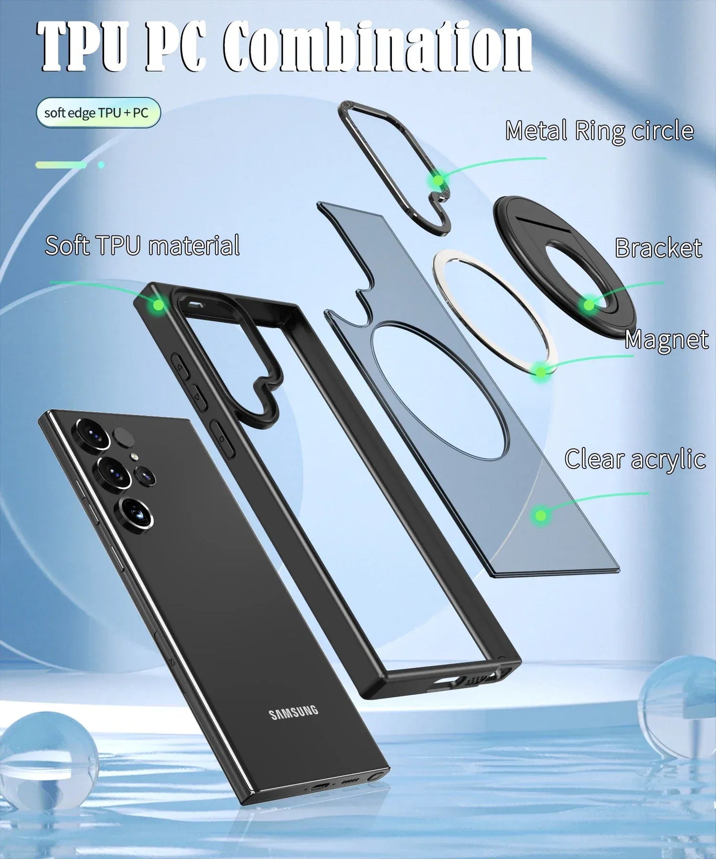 Material: nylon, Color: PURPLE - Luxury Magsafe Wireless Charging Case for Samsung S24 S23 S22 Ultra Plus Case Skin Feel Magnetic Shockproof S23 FE Cover