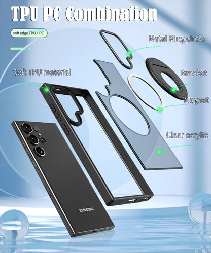 Material: nylon, Color: PURPLE - Luxury Magsafe Wireless Charging Case for Samsung S24 S23 S22 Ultra Plus Case Skin Feel Magnetic Shockproof S23 FE Cover