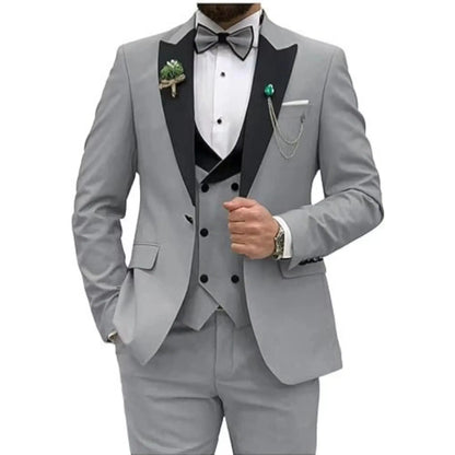Color: army green, Size: XXS - Men Suit Colorful Luxury Blazer Vest And Pant Sets 3 Piece Birthday Dress Business  Prom Evening Party Costumes High Quality