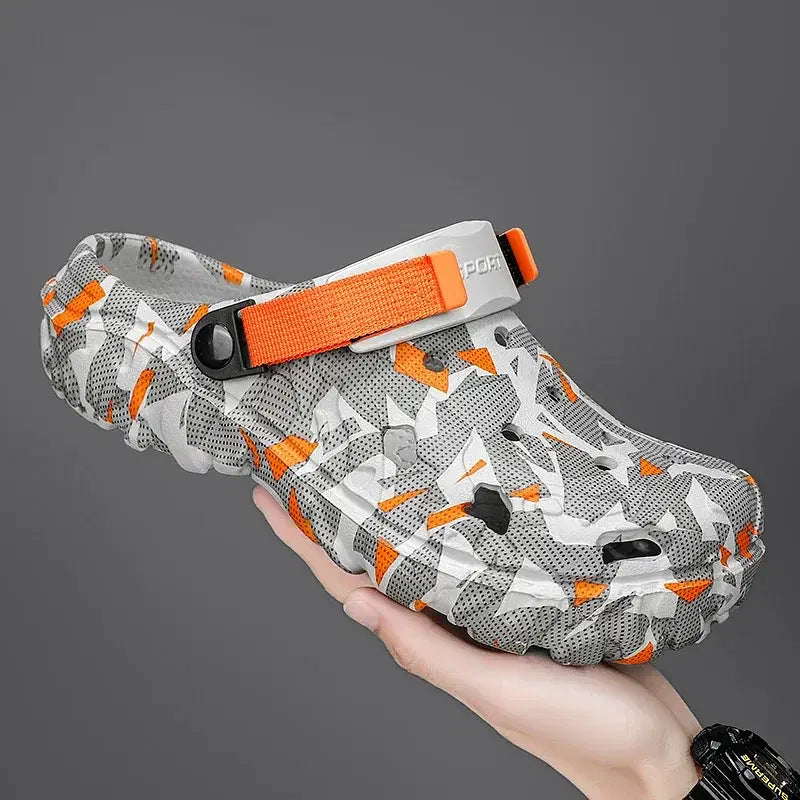 Color: Yellow, Shoe Size: 43 - Fashion Garden Shoes Men's Clogs Slippers Sandal Flat Camouflage Sandals Male Sneakers Outdoor Flip Flops Home Clogs