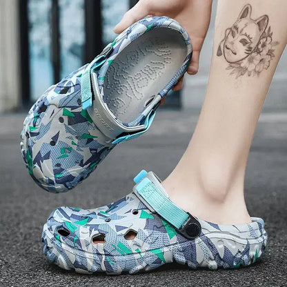 Color: Yellow, Shoe Size: 43 - Fashion Garden Shoes Men's Clogs Slippers Sandal Flat Camouflage Sandals Male Sneakers Outdoor Flip Flops Home Clogs