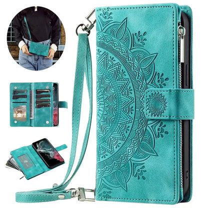 Color: light yellow, Material: Plastic - CrossBody Strap Zipper Wallet Coque for Samsung Galaxy A71 A51 A50 A41 A21S A30 A70 A50S A20 A31 A30S A10 A20E A 51 70 Flip Case