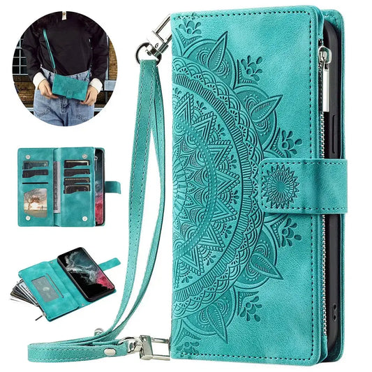 Color: light yellow, Material: Plastic - CrossBody Strap Zipper Wallet Coque for Samsung Galaxy A71 A51 A50 A41 A21S A30 A70 A50S A20 A31 A30S A10 A20E A 51 70 Flip Case