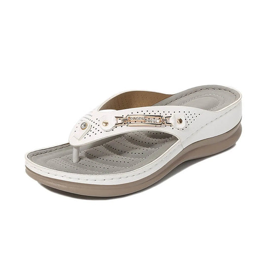 Color: BLANCO, Talla del zapato: 36, Envíos desde: CHINA - Chanclas suaves con amortiguación para mujer, sandalias tipo dedo del pie, pantuflas, sandalias ortopédicas casuales