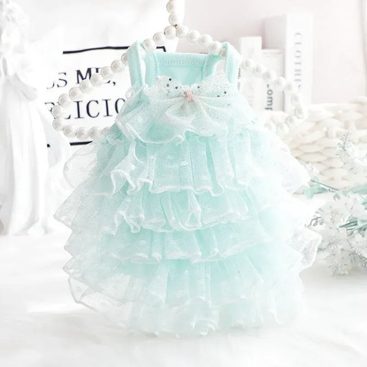 Color: WHITE, Size: XL, Ships From: CHINA - Summer Princess dog Dress for Little Small Puppies pet Animal Cat Tutu Wedding Party Skirt Clothes for Chihuahua Poodle